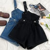 Yipinpay Denim Jumpsuits Women Spring Summe Retro Short Fashion One-shoulder Wide Leg Pants 2024 New Cool Girls Streetwear