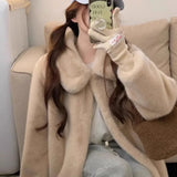 Yipinpay Hot Girl Faux Fur Coat Women's Autumn and Winter Mid-length Loose Thickened Warm Plush Soft Coat Fashion Female Clothes