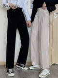 yipinpay Suit Pants for Women Elegant Slim Casual Loose Back Elastic Band Ladies Pants Korean Fashion Luxury Black Trousers