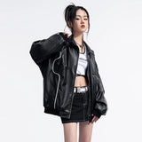 Yipinpay Leather Bomber Jackets Women 2023 Fashion Pu Baseball Outerwear Varsity Jacket Streetwear Hip Hop Y2k Unisex Men Top Coats