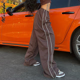 yipinpay Sweatpants Women Basic Y2K Cargo Pants 2023 Striped Baggy Track Pants 90s Joggers Casual Streetwear Low Rise Harem Capris