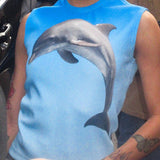 Yipinpay Blue Tank Top Women Clothing Summer 2023 Casual Concise O-Neck Sleeveless Slim Tops Fashion Vest Streetwear