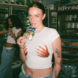 Yipinpay 3D Palm Print T-Shirts Women Clothing Spring 2023 Sexy O-neck Short Sleeve Crop Top Graphic T Shirts Streetwear