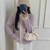 Yipinpay Sweater Women's Sweet Lace Splice Knitwear Coat Korean Academy Style Small Fresh Super Immortal Sweater Cardigan
