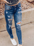 Yipinpay Spring New Fashion Ripped Jeans for Women High Stretch Slim Denim Pencil Pants Casual Skinny Jeans S-XL