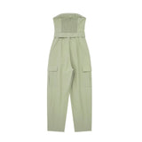 Yipinpay Female Jumpsuit Off Shoulder Cargo Women Jumpsuits Belt Women's Long Elegant Loose Overalls Blackless Summer Woman Jumpsuit