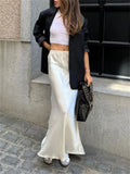 Yipinpay Summer For Women Maxi Skirt Slim Loose Lace-Up Elegant Fashion Party Outfits Skirt Solid High Waist Casual Long Skirt Y2k