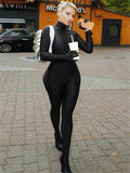 yipinpay Casual Sport Skinny Jumpsuits Women Bodycon Black Long Sleeve Club Overalls One Pieces Sexy Body Tops Outfis Autumn 2023