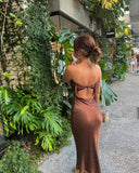 Yipinpay Women Sleeveless Backless Dress Solid Color Strapless Elegant Fashion Cocktail Party Wedding Banquet Dress Street Style S-XL