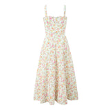 Yipinpay Sexy Elegant Women Lace Patchwork Floral Print Sling Midi Dresses Holiday Summer Lady Party Vestidos Cotton Robe