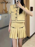 Yipinpay Women's Summer Shorts Sets Luxury Korean Hight Waist New In Matching Sets Chic and Elegant Casual Top Shorts Two-piece Set