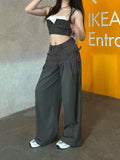 Yipinpay Streetwear Harajuku Cargo Panst Women Vintage Y2k Cyber Punk Mall Gothic Pocket High Waist Casual Loose Trousers Female