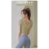 Yipinpay Color Built-in Chest Pad Cross Yoga Clothes 2024 Summer Short Women Breathable Quick Dry Sports Tights Fitness Sportswear