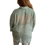 Yipinpay Shirt for Women Harajuku Autumn Clothes 2023 Long Sleeve Vintage y2k Button-Down See-Through Loose Shirt for Ladies