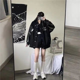 Yipinpay Baseball Bomber Jacket Women Goth Harajuku Patchwork Oversize Leather Jackets Kpop Korean Streetwear Gothic Spring Coat