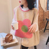 Yipinpay New Knitted Vest Women's Autumn Loose Small Fresh Flower Vest