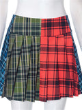 Yipinpay Simenual 2000s Aesthetics Lattice Printed Zip Mini Skirts Sexy E-Girl Streetwear Bottoms Kawaii Pleated Skirt Women Y2K Clothes