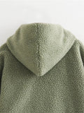 Yipinpay New Women Hooded Lambswool Coat Long Sleeve Female Autumn Winter Loose Warm Outerwear