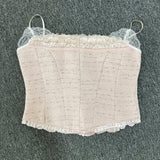Yipinpay Spliced Spicy Girl Sexy Tank Top Women Camisole Summer New Fashion Spicy Girl Slim Short Out Wear Crop Top Women Clothing