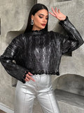 Yipinpay Solid Loose Sweater For Women Elegant O-neck Long Sleeve Knitted Pullover Autumn Lady Loose Base Street Knitwear