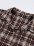 Yipinpay Vintage Plaid Shirts Women Loose Gingham Female Blouse Autumn 2023 Button Top Shacket Oversized Long Shirts Ladies
