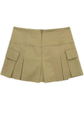 Yipinpay Women's Skort Pleated Mini Skirt Shorts Women High Waist Short Skirt Woman Fashion Streetwear Y2k Baggy Casual Shorts