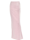 Yipinpay MO Elegant Solid Satin Women'S Skirt 2023 Fashion Slim High Waist Maxi Skirts Elegant Simple Slik Casual Female Clothing