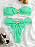 Yipinpay Waist Bikinis 2023 Women Swimsuit Female Swimwear Bandeau Solid Beach Brazilian Bikinis Set Bathing Suit Beachwear