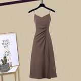 Yipinpay Autumn/Winter New Dress Matching Set Women's Chic Irregular Knit Sweater Sling Skirt Two Piece Korean Elegant Pullover Suit