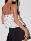 Yipinpay Women Vintage Retro Camisole Sleeveless Tops V-neck Backless Lace Patchwork Dots Print Summer Vest for Party Club