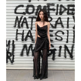 yipinpay Black Vest Pants Womens Solid Two Piece Set Fashion Y2K Simple 2023 NEW Female Temperament Elegant Party Long Trousers