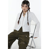 yipinpay Women Shirt Spring TOPs White French Advanced Feeling Vintage Female Long Sleeves POLO Collar Comfortable Baggy Casual Blouse