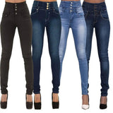 Yipinpay Waist Slim Pencil Jeans 2024 Vintage Denim Pants Women Oversized Basics Trousers Female Clothing Casual Elasticity Leggings