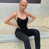 Yipinpay Sexy Bodycon Yoga Jumpsuit Women Sport Style Spaghetti Strap High Waist Tight Playsuit Hipster Emo Alt Indie Clothes