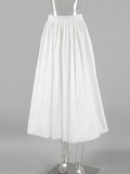 Yipinpay Elegant Black Ball Gown Skirt Midi Loose Pleated Women A-Line Skirts High Waist Female Fashion Spring Cotton Skirts
