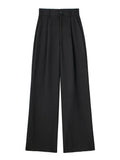 Yipinpay New Women Fashion Front Pleat Casual Straight Pants Office Ladies High Waist Pockets Full Length Trousers Mujer