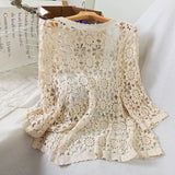 Yipinpay thin shawl with new solid color lace camisole jacket, women's cardigan, hollowed out knit sweater