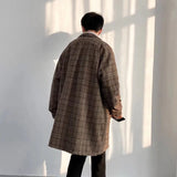 Yipinpay Men's Coat Korean Long Plaid Woolen Overcoat Fashion Casual Single-breasted Long Jackets luxury Winter Clothes for Men 2023