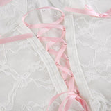 Yipinpay Pastel Gothic Harajuku Lace Sweet Women Camis Lolita Sweet See Through Sexy Bandage Short Top Coquette Aesthetic Clothes