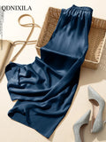 Yipinpay Summer Acetate Satin Women's Wide Leg Pants High Waist Casual Elegant Saggy Ice Silk Woman Trousers Loose Capris Pants