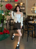 Yipinpay New Pure Color Lace Strap Blouse Ladies Casual Elegant Sexy Crop Tops Party Slim Korean Style Fashion Vest Design Chic