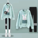 Yipinpay Women's 2024 Autumn Winter New Loose Sweater High Waist Slim Fit Shark Pants Two Piece Korean Elegant Tracksuit Matching Set