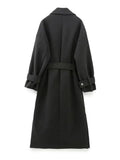 Yipinpay Black Long Coat For Women Long Sleeve Elegant Winter Woman Coats 2023 Fashion Belt Winter Overcoat Female New In Outerwears