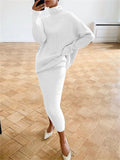 Yipinpay Knitted 2 Piece Outfit Set Casual Long Sleeve Sweater Top And Pencil Long Skirts Elegant Autumn Two Piece Sweater Sets