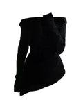 Yipinpay Quality Outfits 2 Piece Skirt Set Slash Neck Luxury Long Sleeved Top + Elastic Waist A-Line Skirt Coquette Autumn Winter