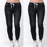 Yipinpay 2024 Women's Loose Jeans Plus Size Elastic Waist Ladies Comfortable Casual Foot Retraction Lantern Pants
