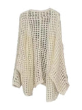 Yipinpay Early Spring New Mid Length Hollow Knitted Cardigan Women's Lazy Style Outwear Sweater Coat Sun Protection Top