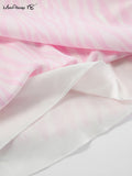 Yipinpay Elegant Women Zebra Printing Skirts Women Pink High Waist A-Line Skrits Office Ladies Satin Flowing Midi Skirts 2023