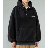 Yipinpay Men Fleece Hoodies Autumn Winter New Loose Harajuku Pullover Tops Streetwear Long Sleeve Sweatshirts Hip Hop Men's Clothing
