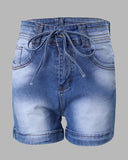 Yipinpay Waist Tied Detail Denim Shorts Casual New Fashion 2023 Female Clothing Outfits Bottom